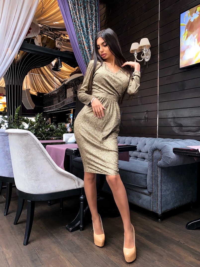 Платье-футляр из голографического трикотажа с люрексом Платье-футляр из голографического трикотажа с люрексом | PUSHKA SHOP