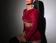 Оксамитовий комплект, декорований бахромою зі страз | PUSHKA SHOP