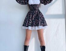 Квіткова сукня,декорована мереживом. Квіткова сукня,декорована мереживом. | PUSHKA SHOP