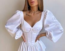 Комплект: сукня з подвійною спідницею + корсет, декорований стразами    | PUSHKA SHOP