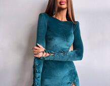 Оксамитова сукня міді зі шнурівкою Оксамитова сукня міді зі шнурівкою | PUSHKA SHOP