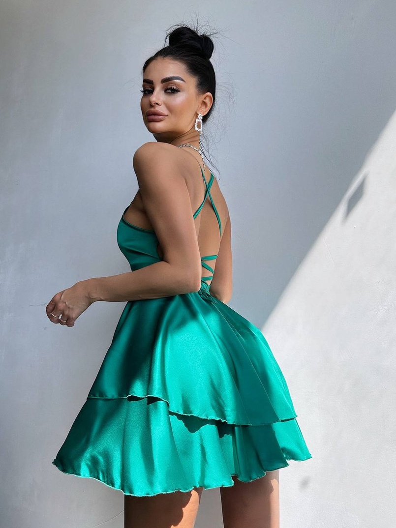 Шовкова сукня з пишною спідницею та шнурівкою Шовкова сукня з пишною спідницею та шнурівкою | PUSHKA SHOP