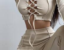 Комплект: топ зі шнурівкою на грудях + легінси | PUSHKA SHOP