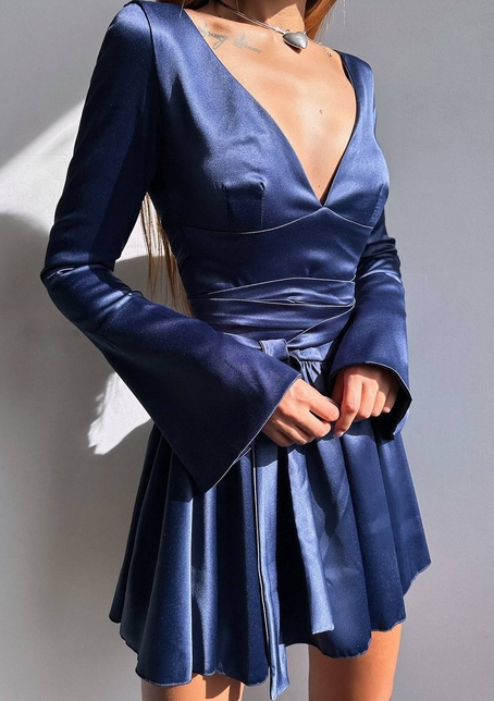 Атласна корсетна сукня  з пишною спідницею та зав‘язками на талії | PUSHKA SHOP