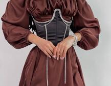 Приталена сукня з шовку  + корсет декорований стразами  Ручна робота  Приталена сукня з шовку  + корсет декорований стразами  Ручна робота  | PUSHKA SHOP