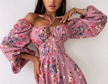 Цветочное платье миди с завязками на груди  | PUSHKA SHOP