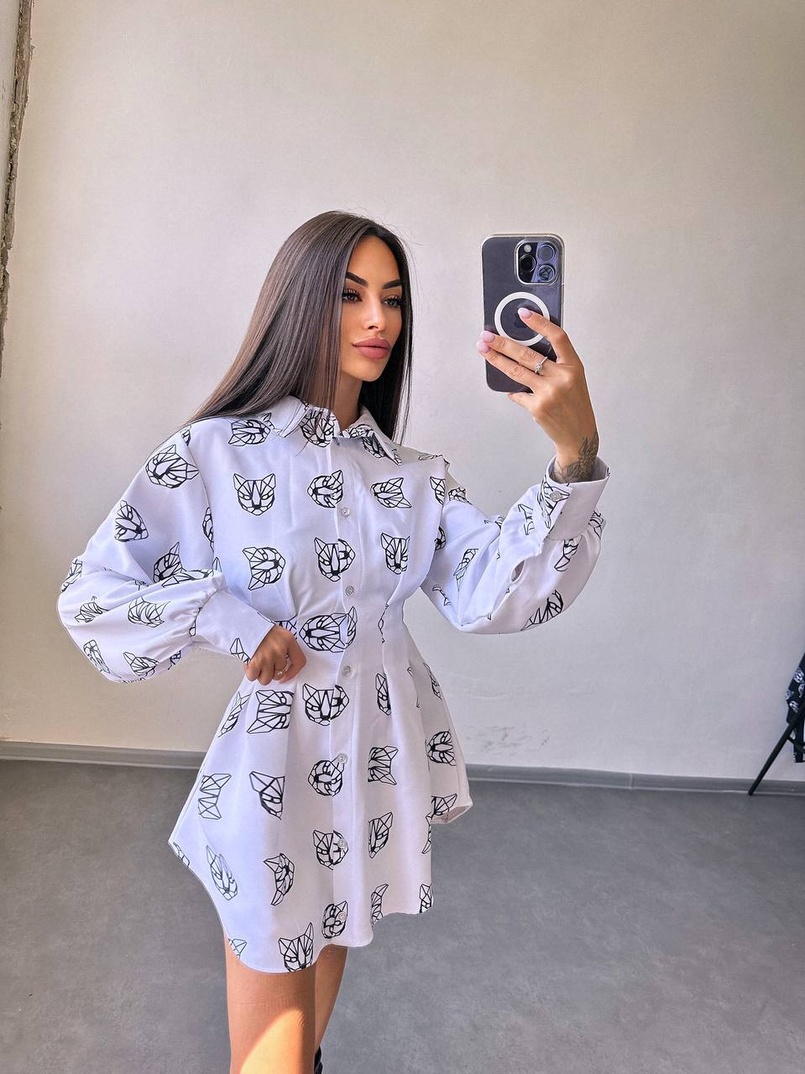 Приталена сорочка з принтом | PUSHKA SHOP