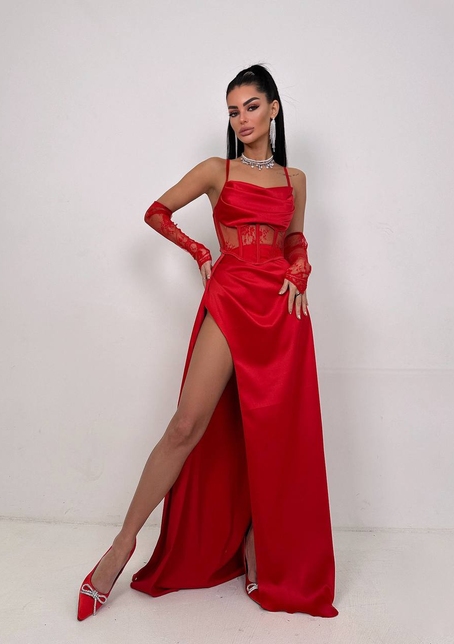 Комплект: корсет+ рукавички + спідниця максі | PUSHKA SHOP