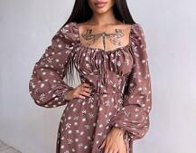 Сукня міді з розрізом на спідниці Сукня міді з розрізом на спідниці | PUSHKA SHOP