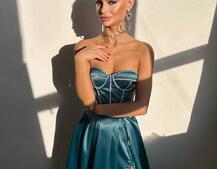 Комплект: корсет-бюстьє , декорований стразами + спідниця максі з розрізом Комплект: корсет-бюстьє , декорований стразами + спідниця максі з розрізом | PUSHKA SHOP