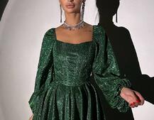 Сяюча корсетна сукня з пишною подвійною спідницею та об‘ємними рукавами | PUSHKA SHOP