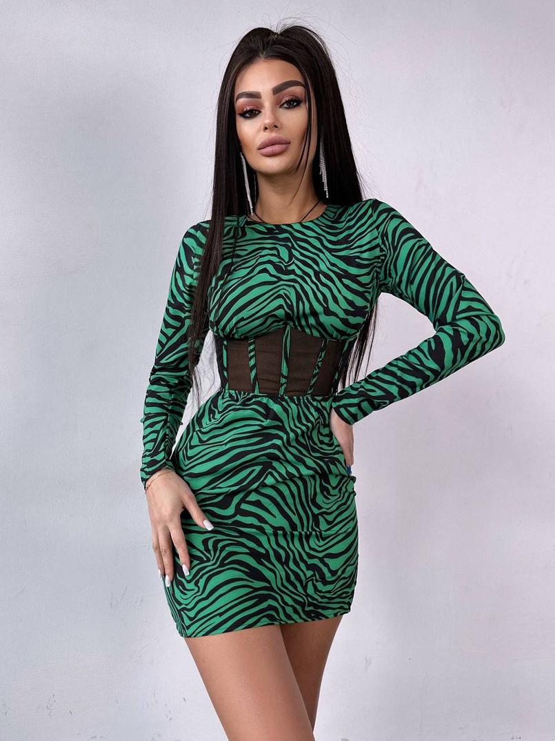 Приталена сукня-міні з корсетною вставкою на талії | PUSHKA SHOP