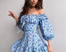 Сукня з квітковим принтом з воланами на ґудзиках  | PUSHKA SHOP