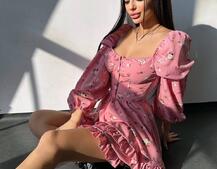 Лялькова сукня з пишною спідницею та корсетним верхом з ніжним квітковим принтом  | PUSHKA SHOP