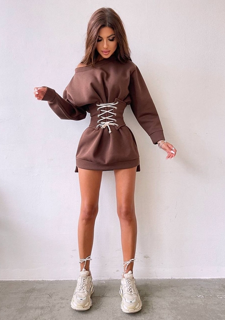 Тёплое уютное худи на флисе + корсет на шнуровке  Можно носить с корсетом и без  | PUSHKA SHOP