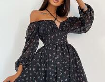 Шифоновое платье с завязками на груди Шифоновое платье с завязками на груди | PUSHKA SHOP