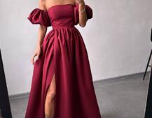 Сукня максі  з розрізом на спідниці та об’ємними рукавами  | PUSHKA SHOP