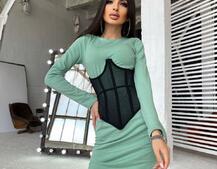 Трикотажное платье в комплекте с утягивающим корсетом  Трикотажное платье в комплекте с утягивающим корсетом  | PUSHKA SHOP