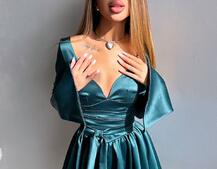 Атласна корсетна сукня  з пишною спідницею та зав‘язками на талії | PUSHKA SHOP