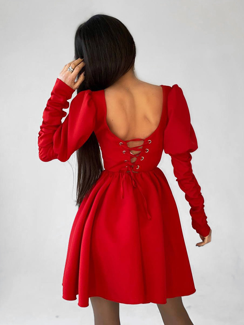 Платье-бюстье с объёмными рукавами и корсетными элементами На косточках, сзади на шнуровке. Платье-бюстье с объёмными рукавами и корсетными элементами На косточках, сзади на шнуровке. | PUSHKA SHOP