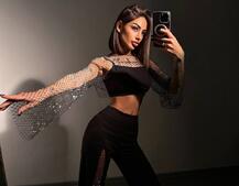 Комплект: топ + штани із сіткою зі стразами  | PUSHKA SHOP