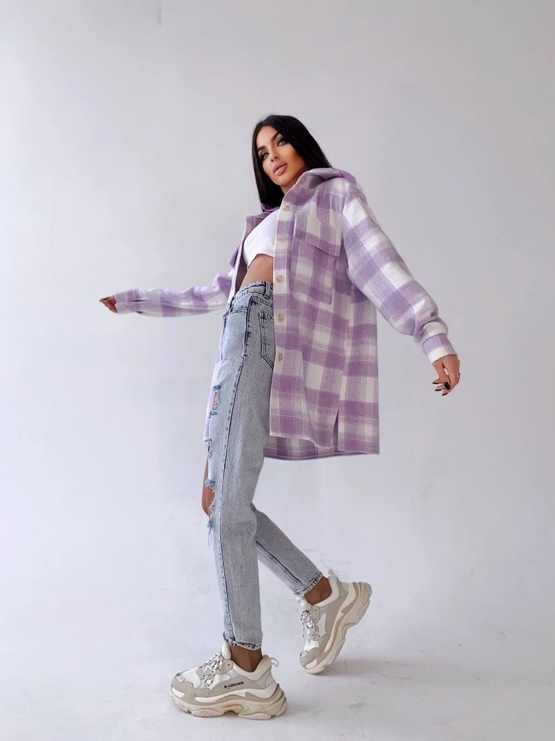 Кашемировая рубашка в клетку с капюшоном Кашемировая рубашка в клетку с капюшоном | PUSHKA SHOP