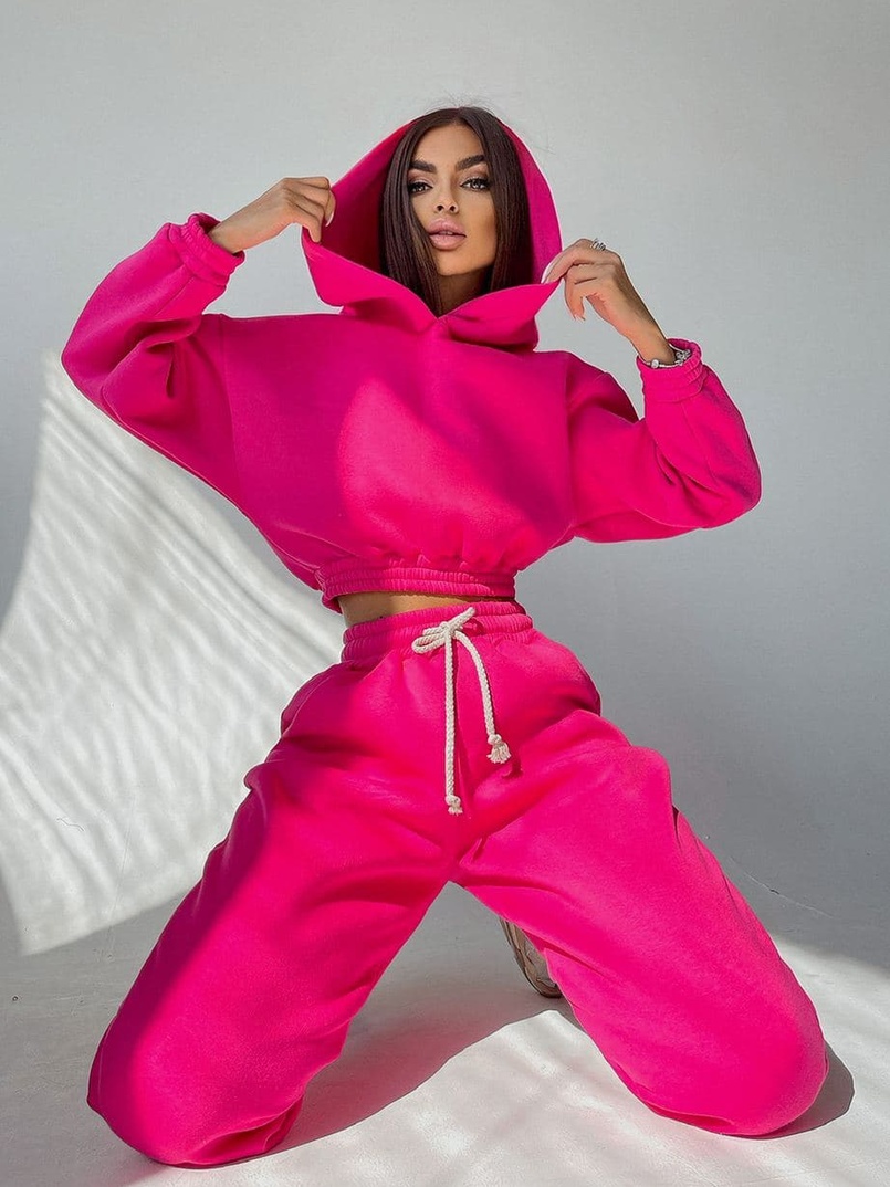 Тёплый базовый костюм на флисе с объемными капюшоном  Тёплый базовый костюм на флисе с объемными капюшоном  | PUSHKA SHOP