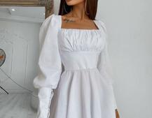 Платье с объемными рукавами из хлопка  | PUSHKA SHOP