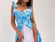 Сукня міді з чашечками в квітковий принт  | PUSHKA SHOP