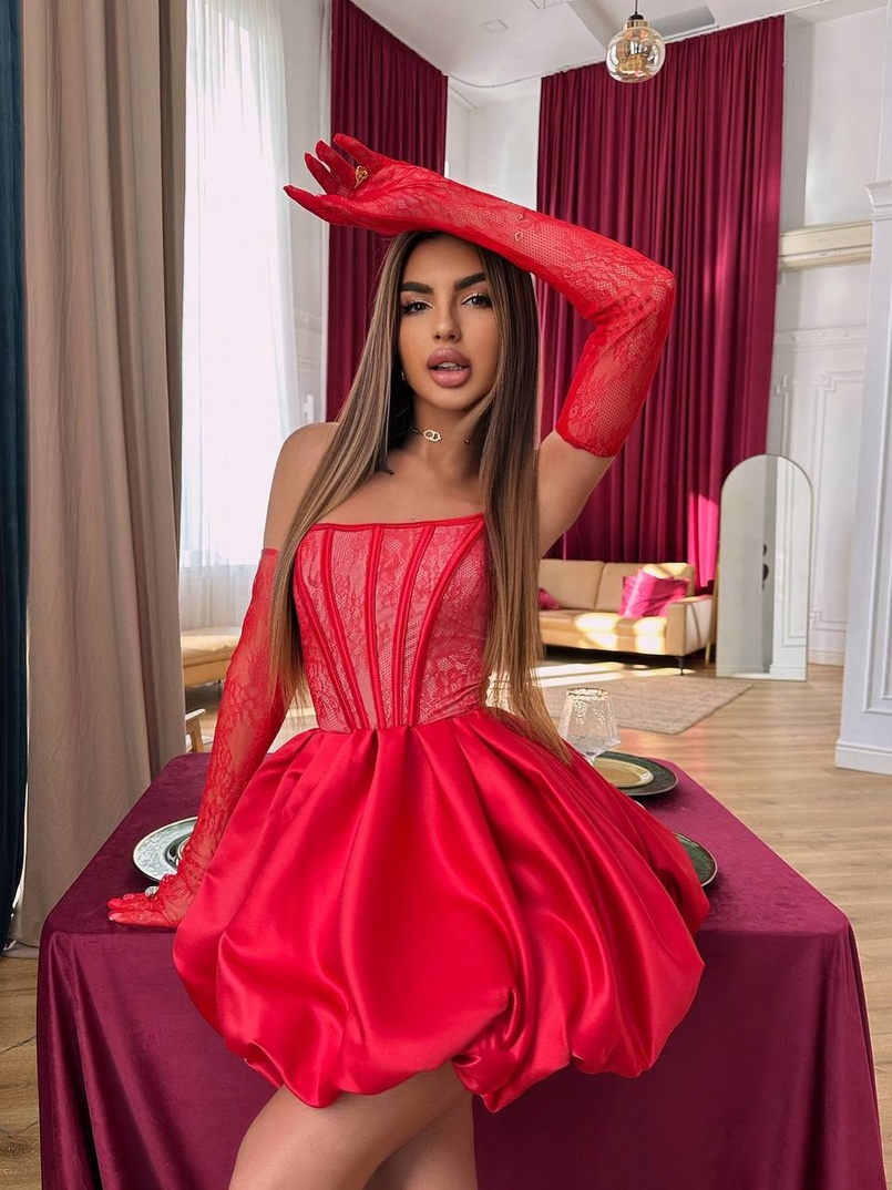 Комплект : мереживний корсет  з рукавичками + спідниця балон  | PUSHKA SHOP