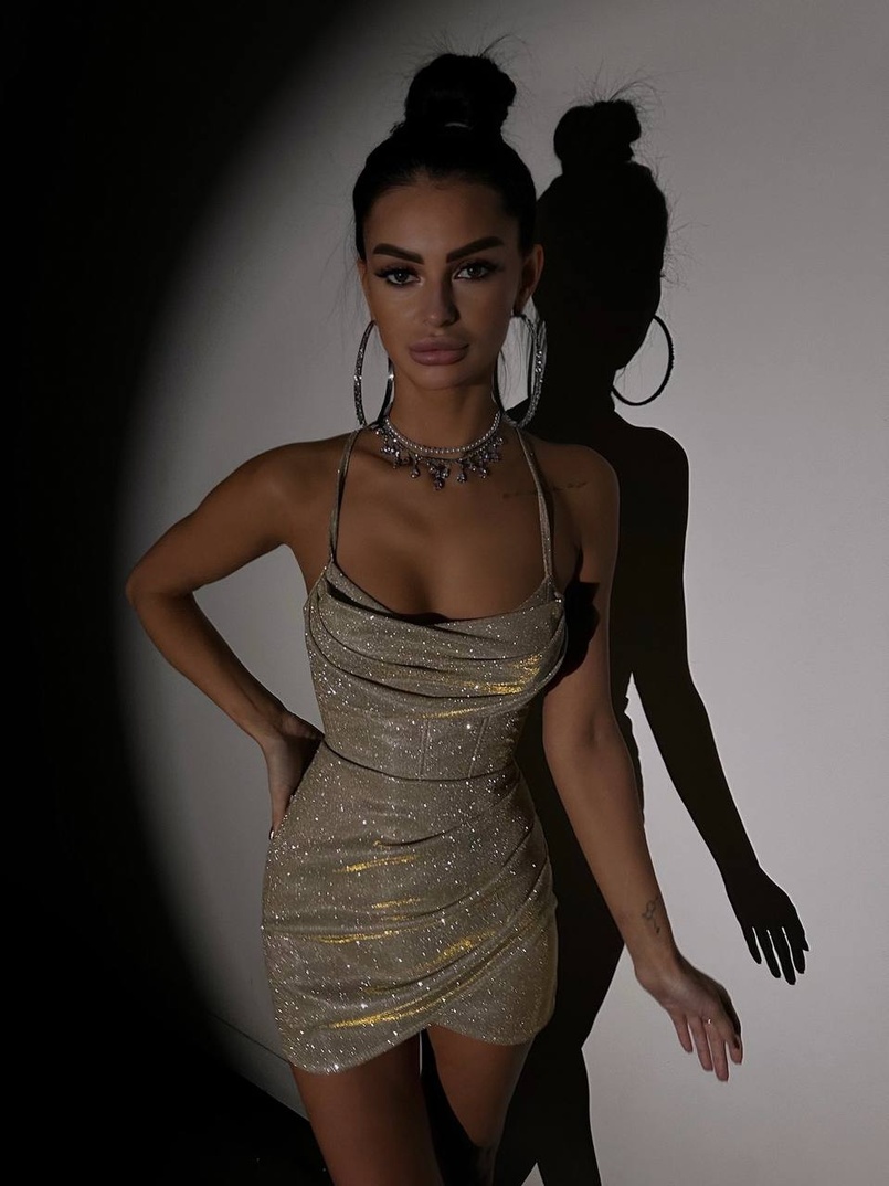 Сяючий комплект: корсет + спідниця міні з драпіруванням   | PUSHKA SHOP