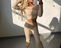 Трикотажний комплект: топ із хомутом + штани кльош | PUSHKA SHOP