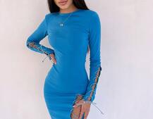 Сукня міді зі шнурівкою на ніжці та на рукавах Сукня міді зі шнурівкою на ніжці та на рукавах | PUSHKA SHOP