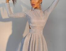 Блискуча сукня міні з відкритою спиною  Блискуча сукня міні з відкритою спиною  | PUSHKA SHOP