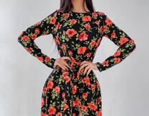 Цветочное платье миди с разрезом Цветочное платье миди с разрезом | PUSHKA SHOP