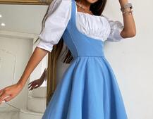 Платье с объемными рукавами из хлопка  | PUSHKA SHOP