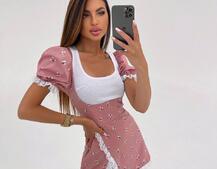 Сукня з квітковим принтом декорована мереживом  | PUSHKA SHOP