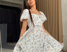 Летнее цветочное платье с завязками на груди  Летнее цветочное платье с завязками на груди  | PUSHKA SHOP