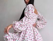 Сукня з квітковим принтом з воланами на ґудзиках  Сукня з квітковим принтом з воланами на ґудзиках  | PUSHKA SHOP
