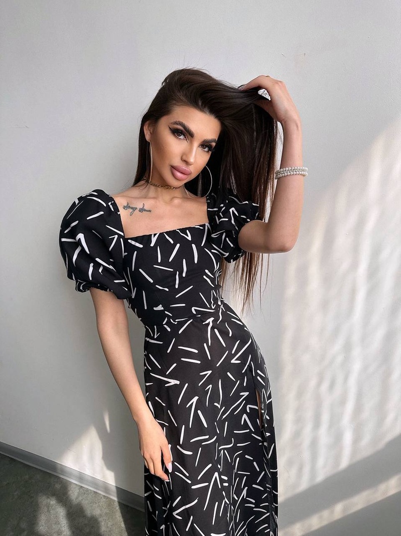 Сукня -міді зі шнурівкою на спинці та розрізом на ніжці | PUSHKA SHOP