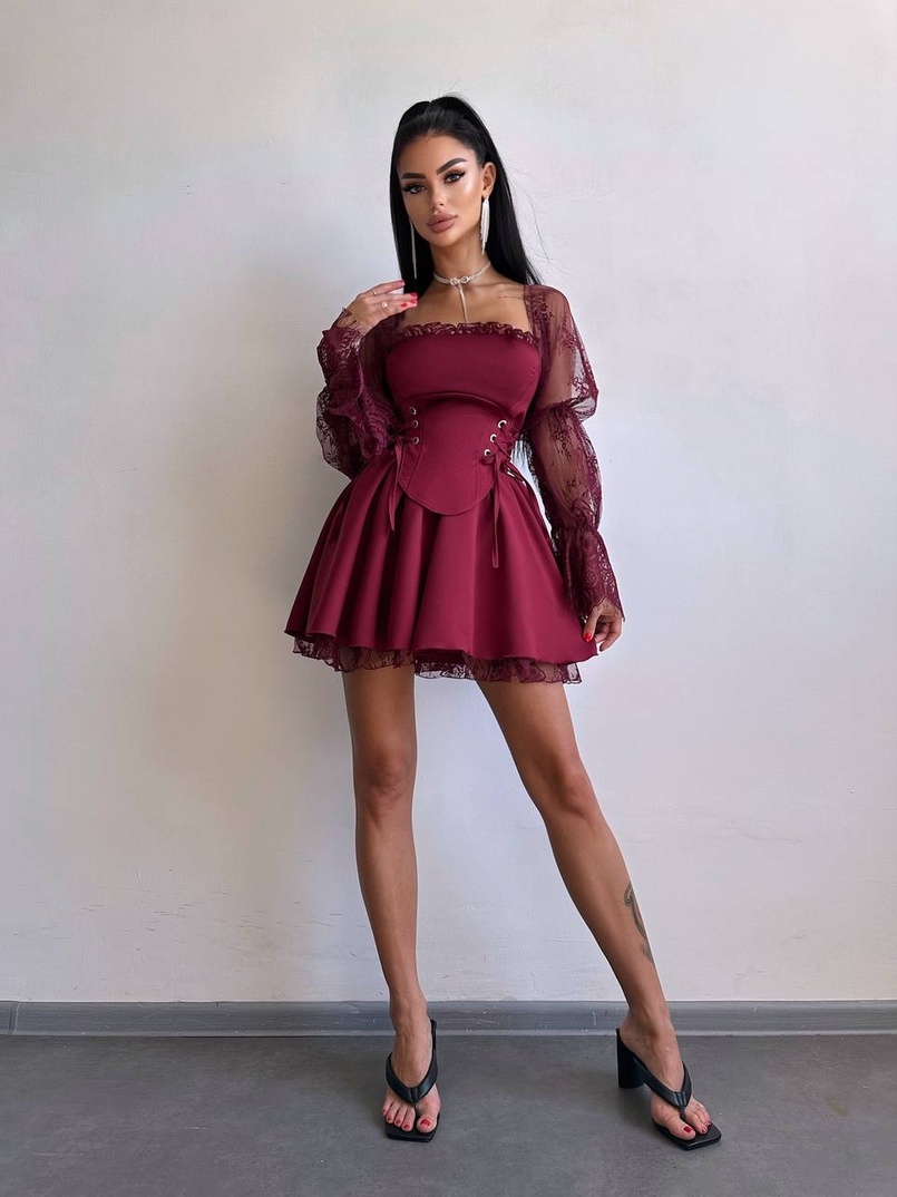 Сукня з корсетом декорована мереживом  | PUSHKA SHOP