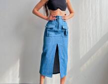 Комплект: джинсова спідниця  + топ з філіжанками  Комплект: джинсова спідниця  + топ з філіжанками  | PUSHKA SHOP