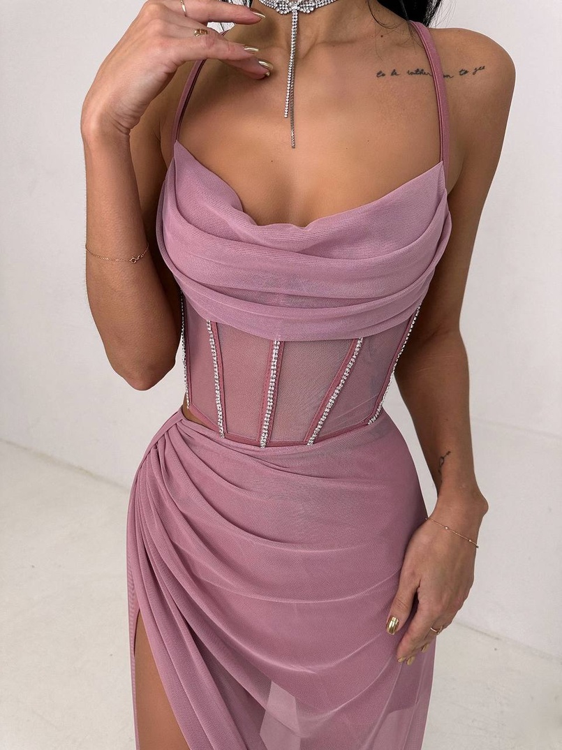 Комплект: корсет декорований стразами + спідниця максі  | PUSHKA SHOP