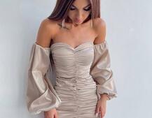 Атласна сукня з драпіруванням | PUSHKA SHOP