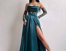 Атласний комплект: корсет + спідниця максі  | PUSHKA SHOP