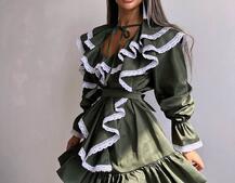 Котонова сукня декорована мереживом    | PUSHKA SHOP