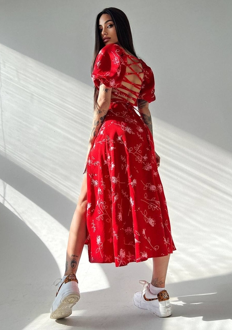 Платье миди со шнуровкой на спинке  | PUSHKA SHOP