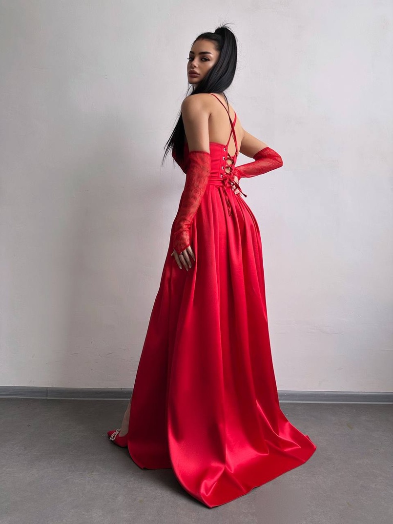 Атласний комплект: корсет + спідниця максі  | PUSHKA SHOP