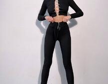 Костюм:  легінси та топ з шнурівкою зі страз | PUSHKA SHOP