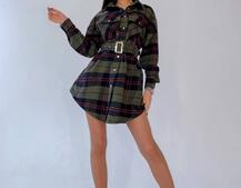 Кашемировое платье-рубашка в клетку Кашемировое платье-рубашка в клетку | PUSHKA SHOP